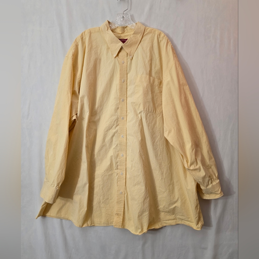 Rochester Button Down Mens Long Sleeve 5XL Yellow White Striped Plaid Shirt